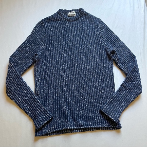 SOLD - Acne Studios Blue Rib Knit Crewneck Sweater - Picture 5 of 6